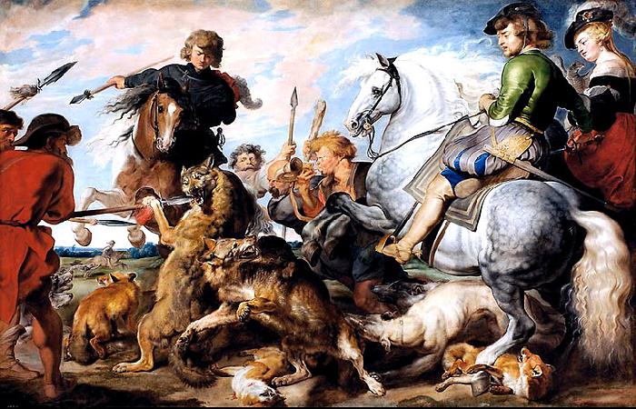 Peter Paul Rubens A 1615-1621 oil on canvas 'Wolf and Fox hunt' painting by Peter Paul Rubens oil painting picture